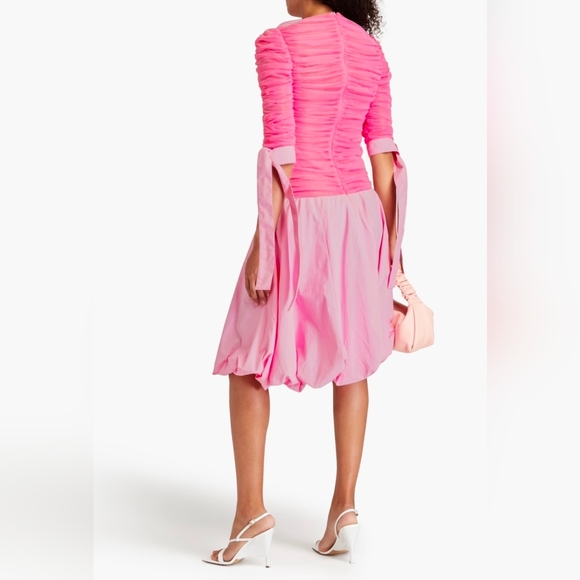 RENAISSANCE Sakura tulle & cotton Ruched Dress with Puff Skirt,Pink Adorable NWT - Picture 4 of 15